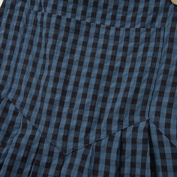 B243 Sail Blue Plaid Print Buttoned Pocketed High Waist Overall - Picture 14 of 16